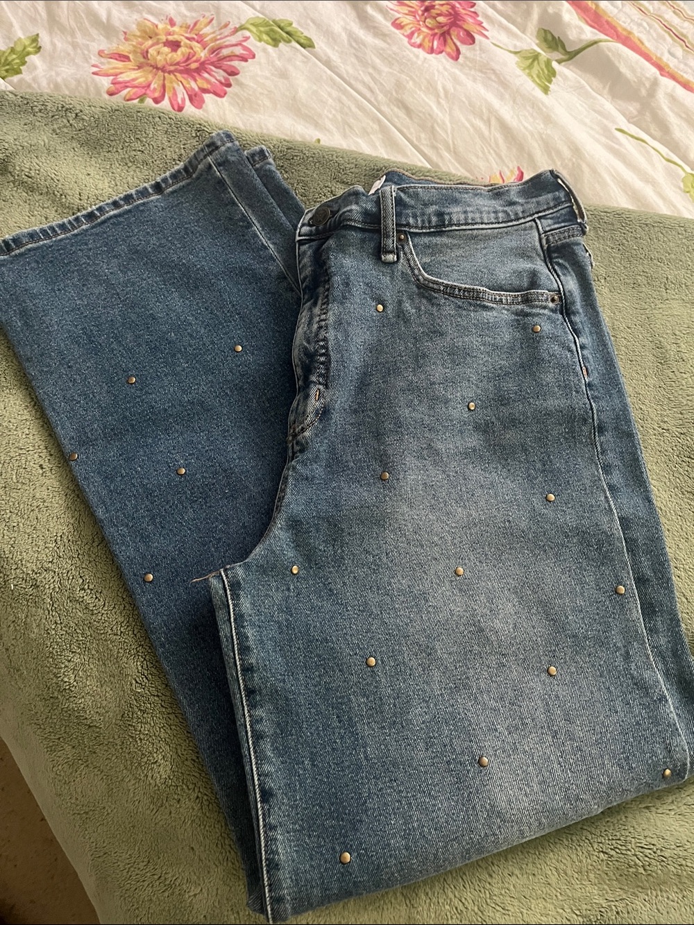 Jessica Simpson Medium Blue Studded Boyfriend Jeans